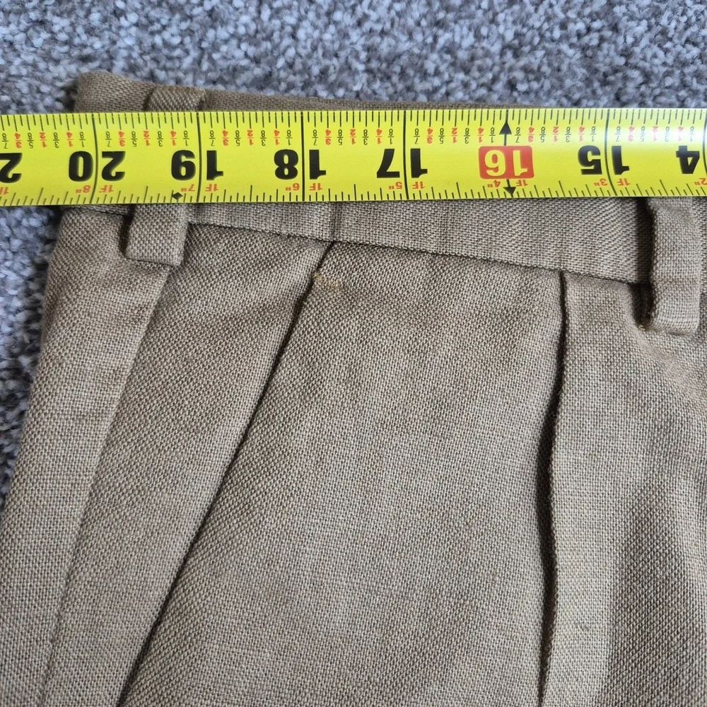 Dockers Pleated Pants Mens‎ 40x30 Brown Linen Cotton Relaxed Fit Cuffed